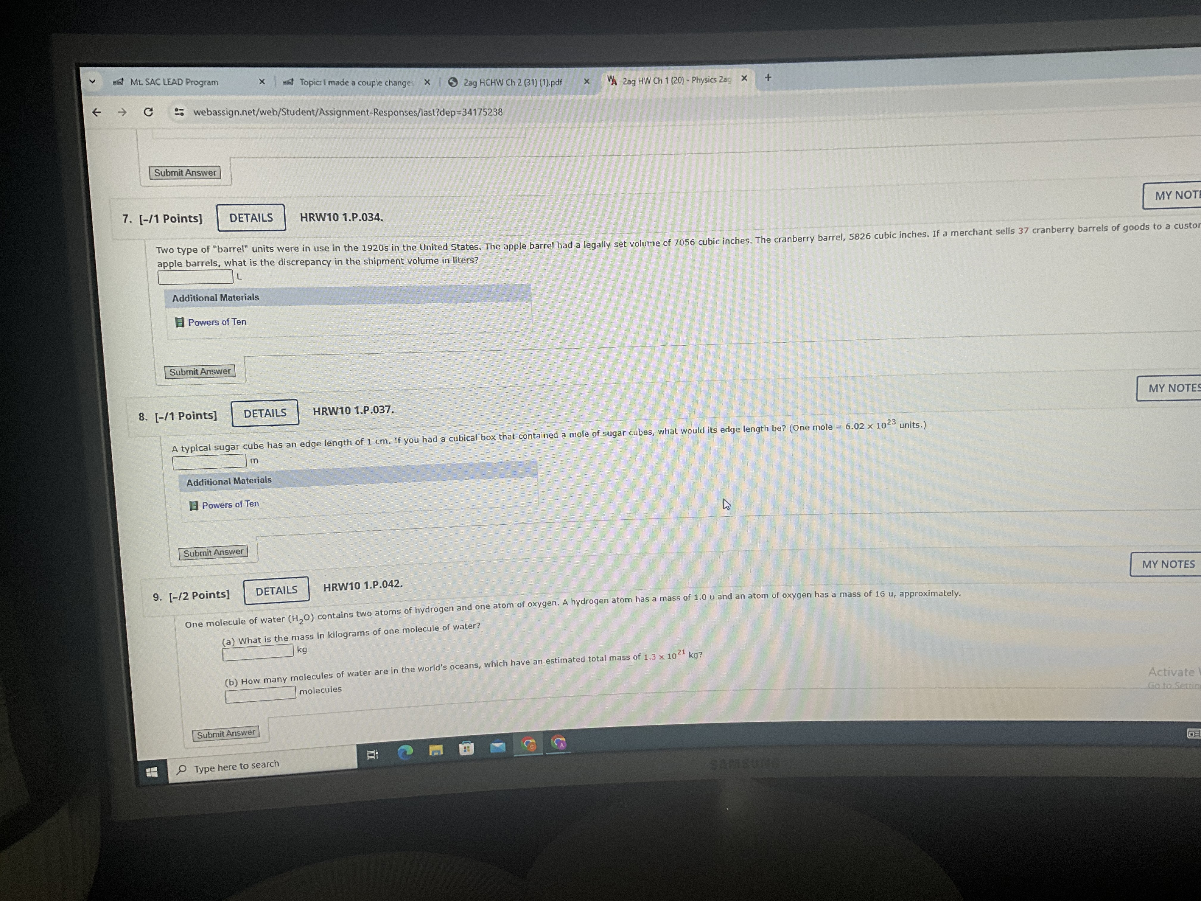 2ag HW Ch 1 (20) - Physics 2ag X + G 2