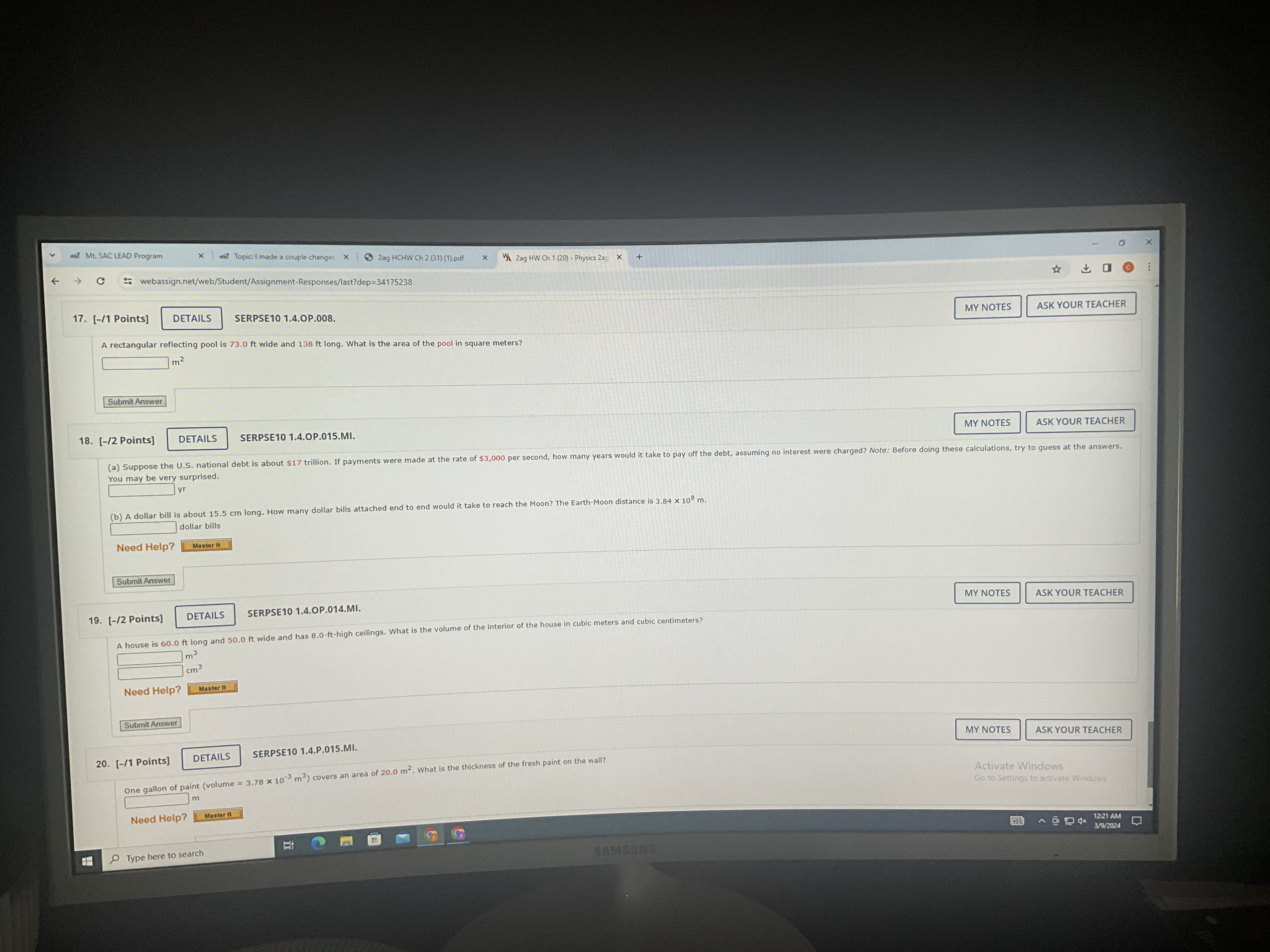 meters of a 4-foot-7.5-inch tall person? 1.41 m Supporting Materials Physical Constants