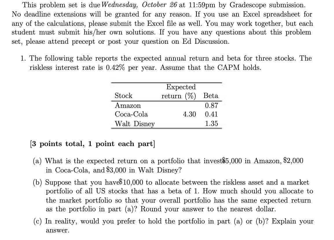  This problem set is due Wednesday, October 26 at 11:59pm by