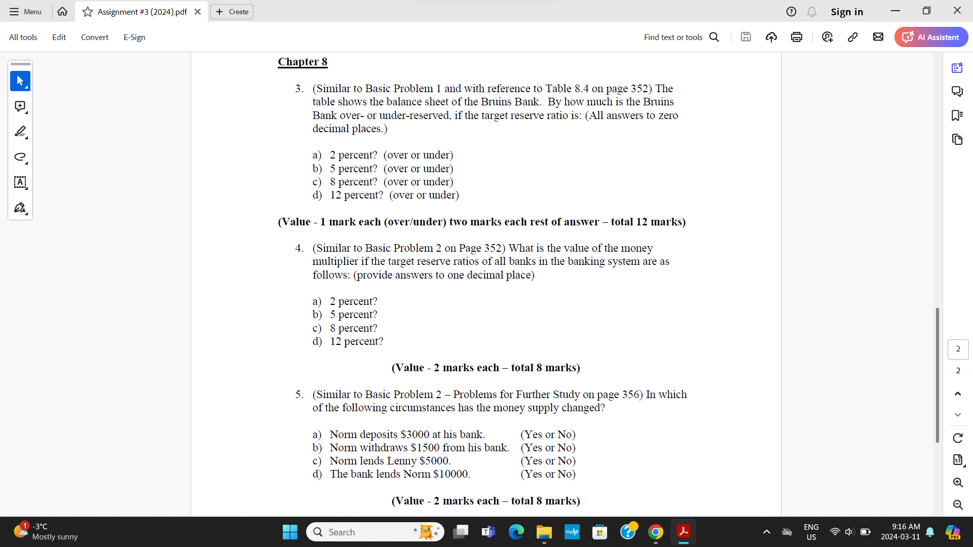  = Menu ) Y Assignment #3(2024)pdf X | + Create @