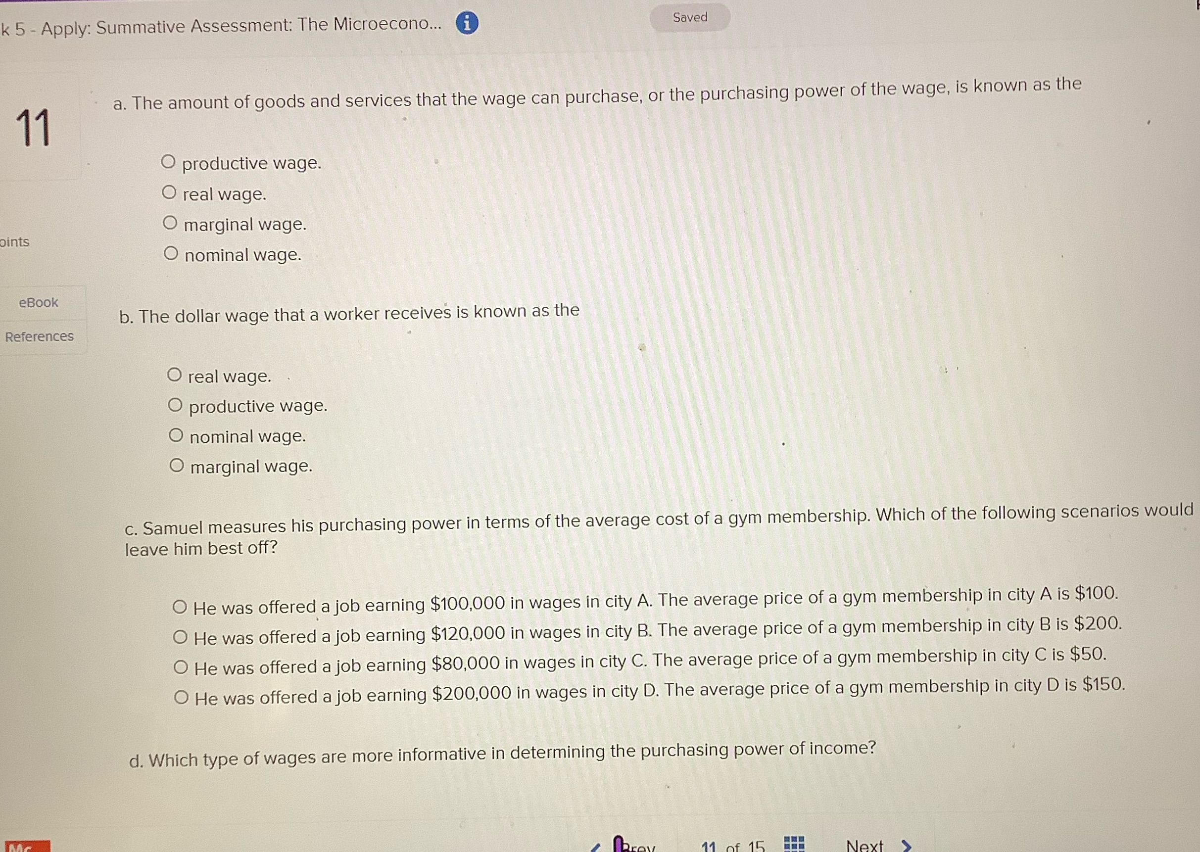  k 5 - Apply: Summative Assessment: The Microecono... i Saved 11