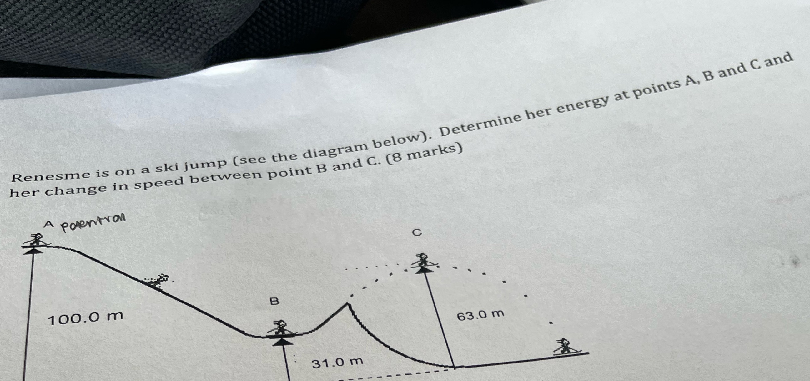 energy C Renesn.e is on a ski jurnp (see the diagrarn belovst
