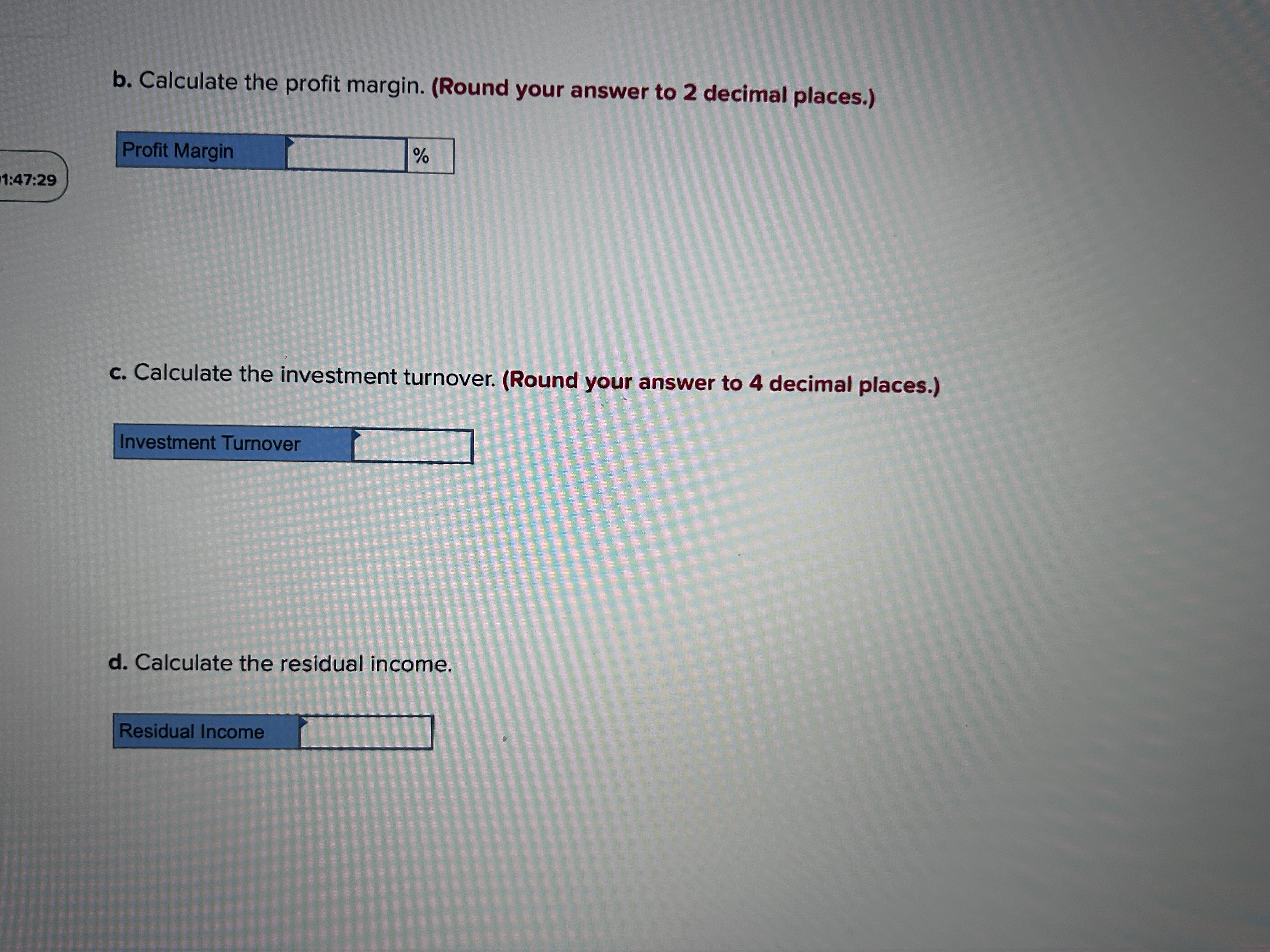 b. Calculate the profit margin. (Round your answer to 2 decimal
