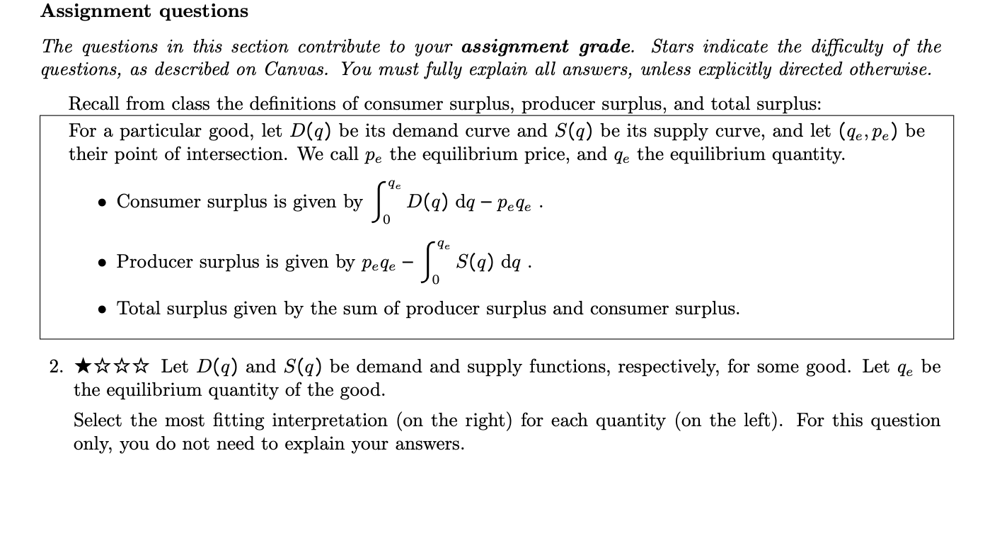 S(ge) o . ge 2. equilibrium price D. L S(g)dg 3. value