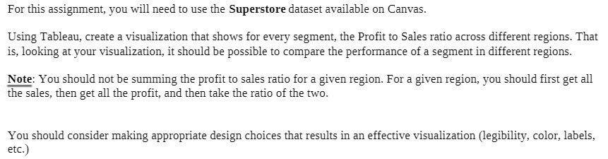  For this assignment, you will need to use the Superstore dataset