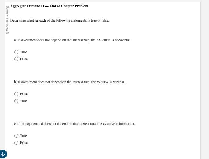  Aggregate Demand II - End of Chapter Problem @ Macmillan Learning