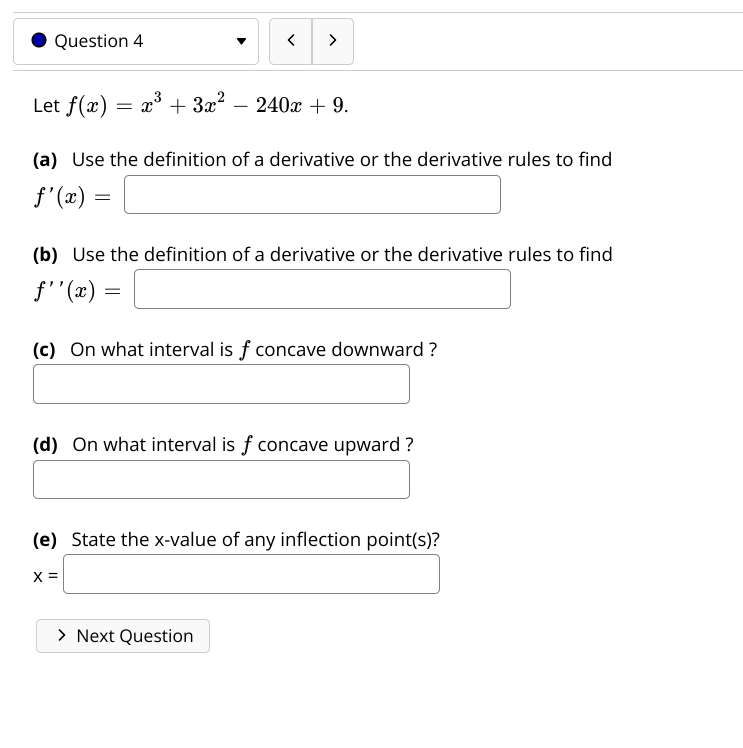  . Question 4 Let f(ac) = 2 + 3x - 240x