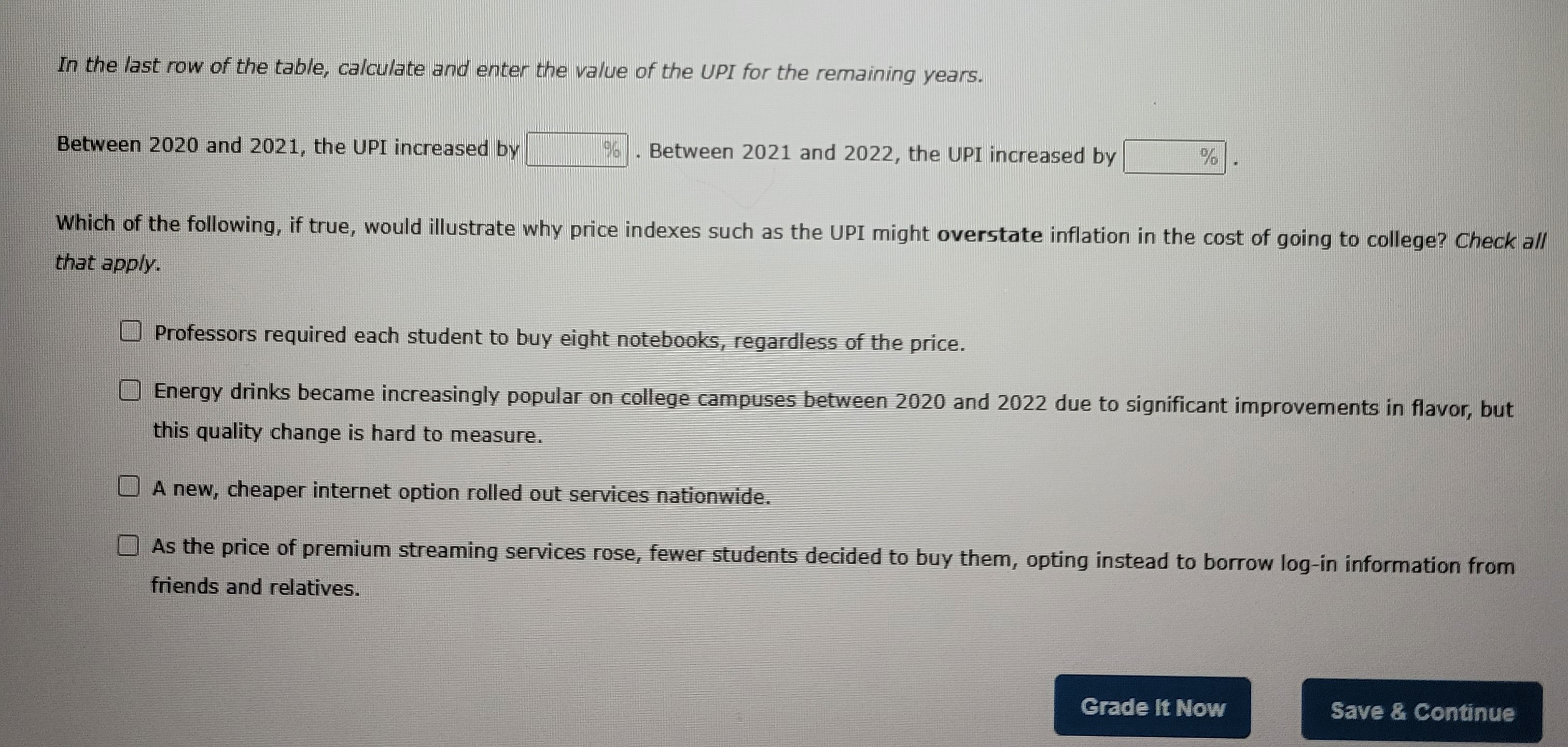 simple price index Consider an imaginary price index, the Undergraduate Price Index
