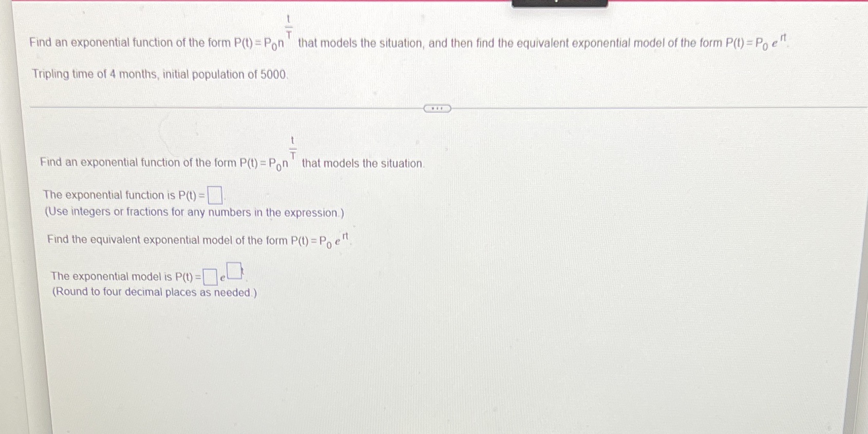 20. Find an exponential function of the form P(t) = Pon that