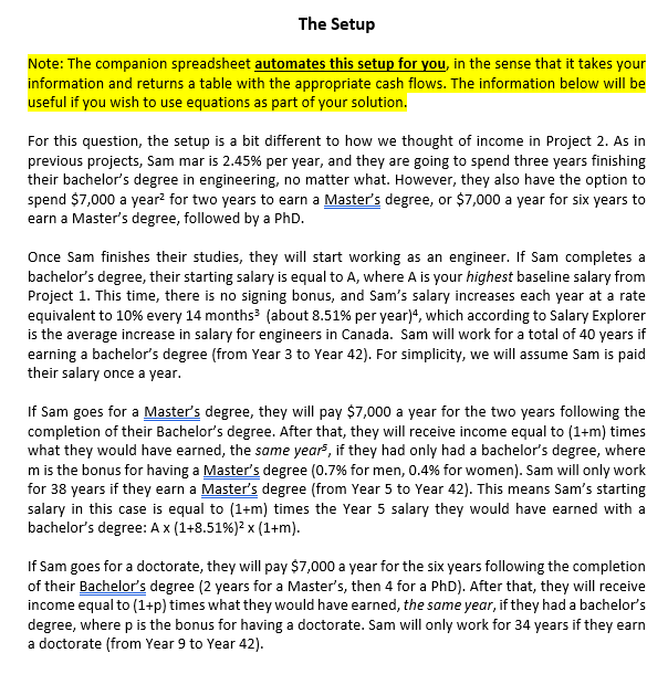 The Setup Note: The companion spreadsheet automates this setup for you,