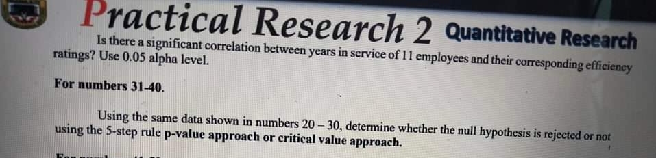  Practical Research 2 Quantitative Research Is there a significant correlation between