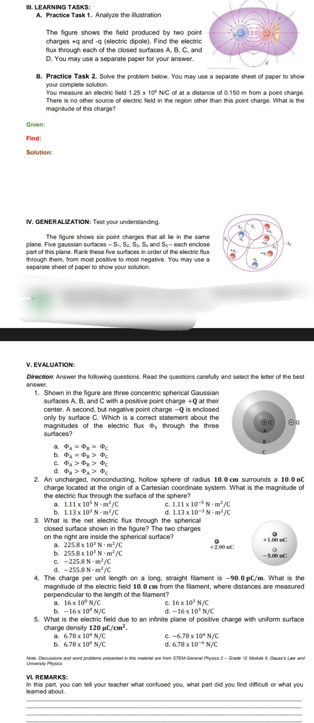 charges (one positive, one negative) B. Practice Task 2. Solve the problem