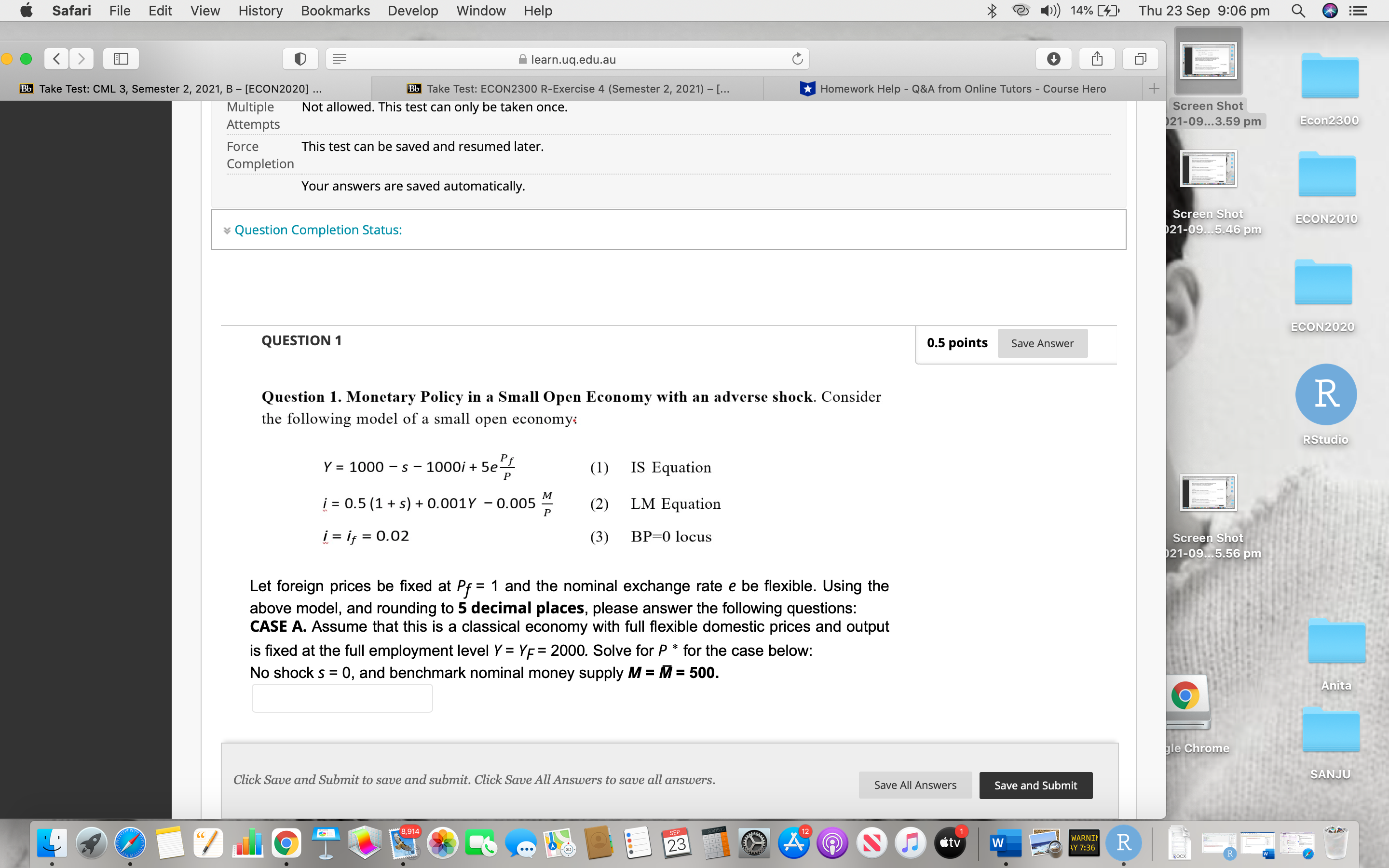 )) 14% Thu 23 Sep 9:05 pm Q DE learn.uq.edu.au Bb Take