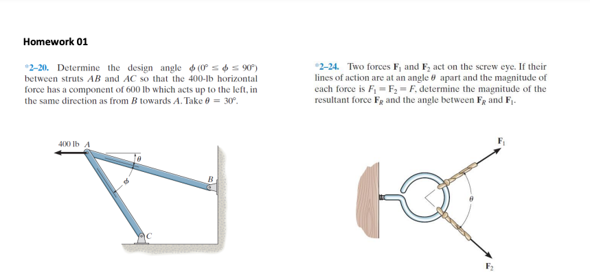 Homework 01 #2-20. Determine the design angle (0 s $ s