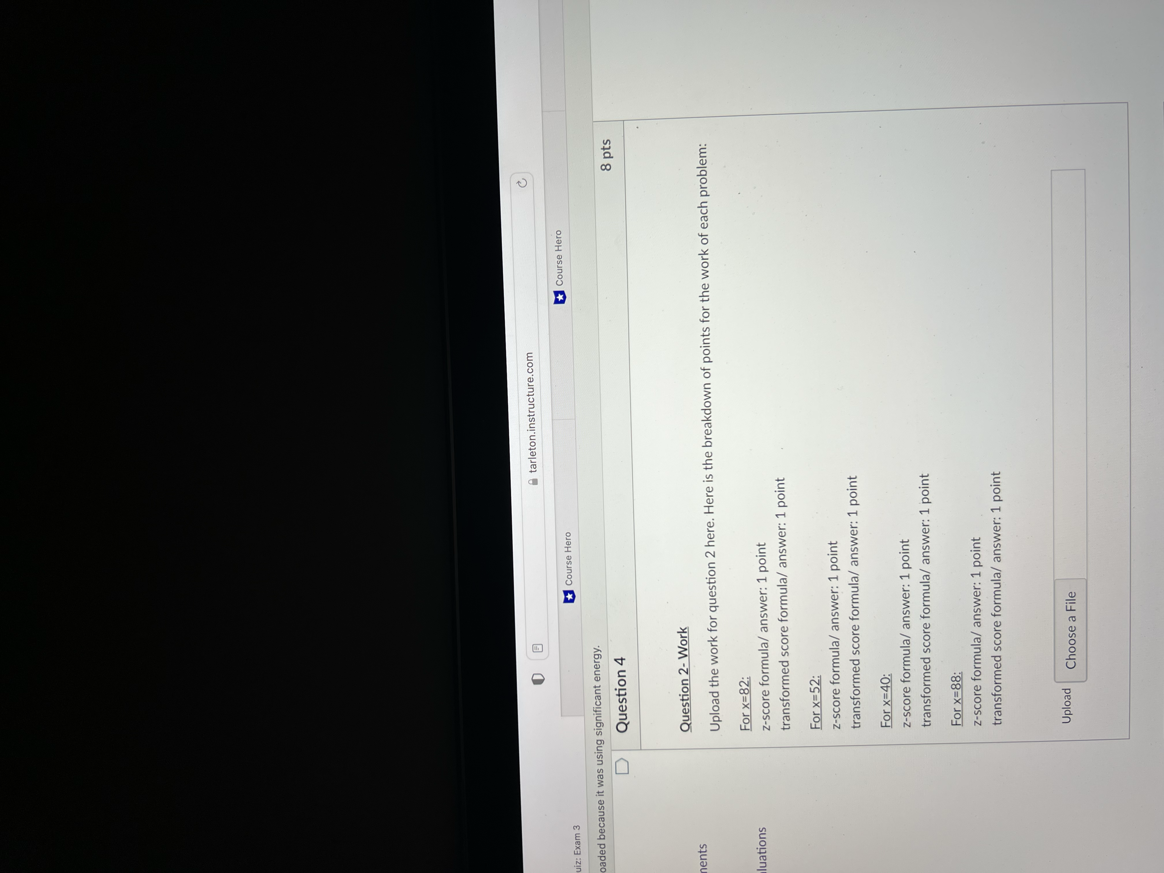 tarleton.instructure.com uiz: Exam 3 Course Hero Course Hero paded because it