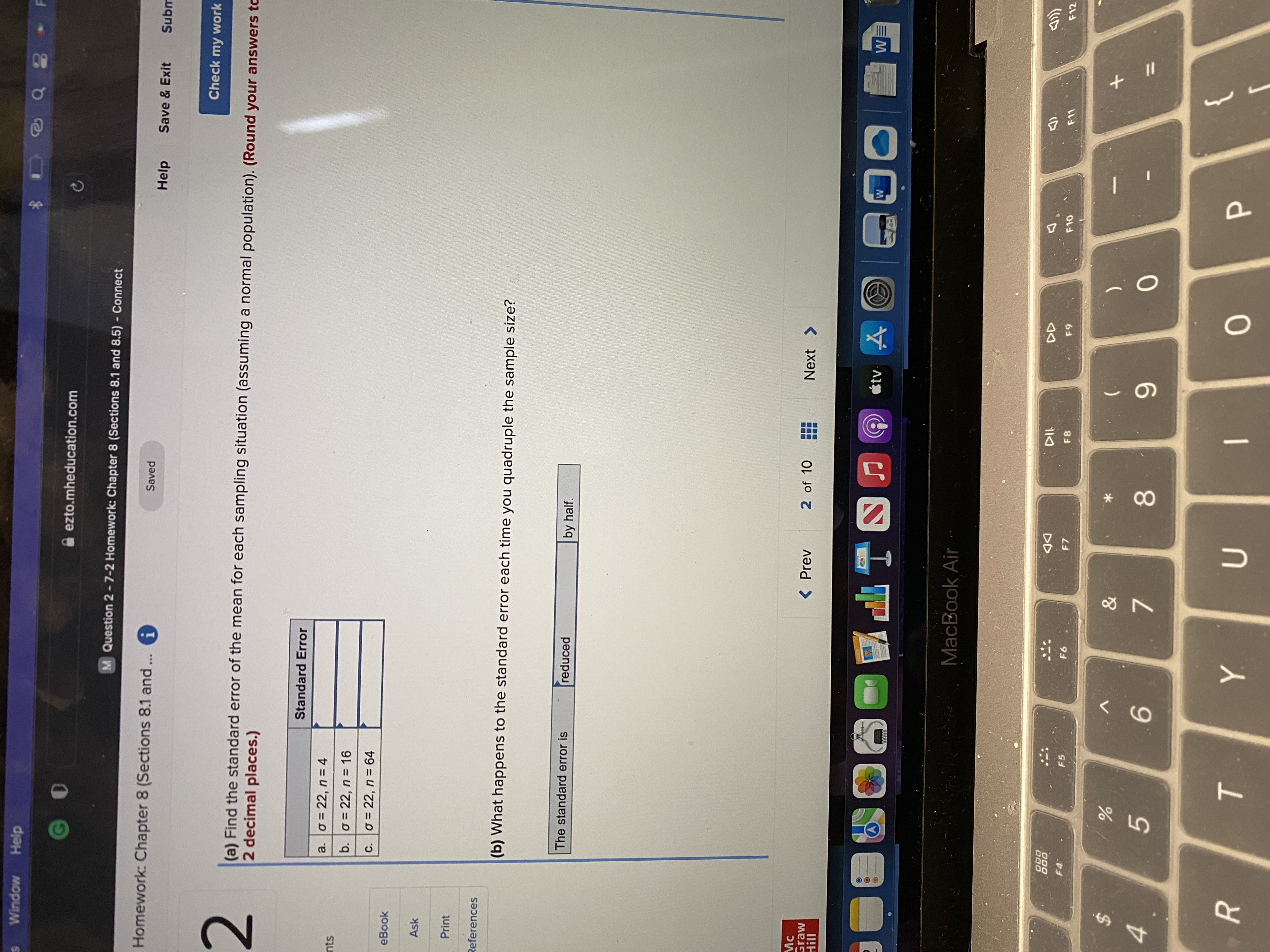 Window Help D Q 8 G O ezto.mheducation.com M Question 2