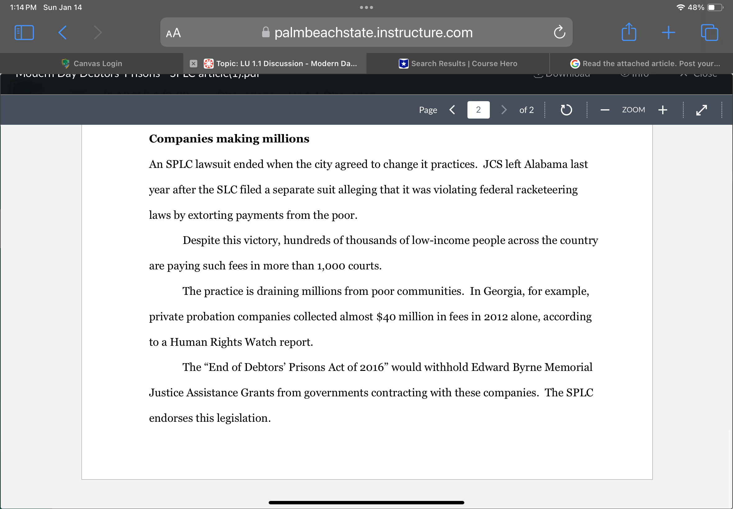 Discussion - Modern Da... Search Results | Course Hero G Read the