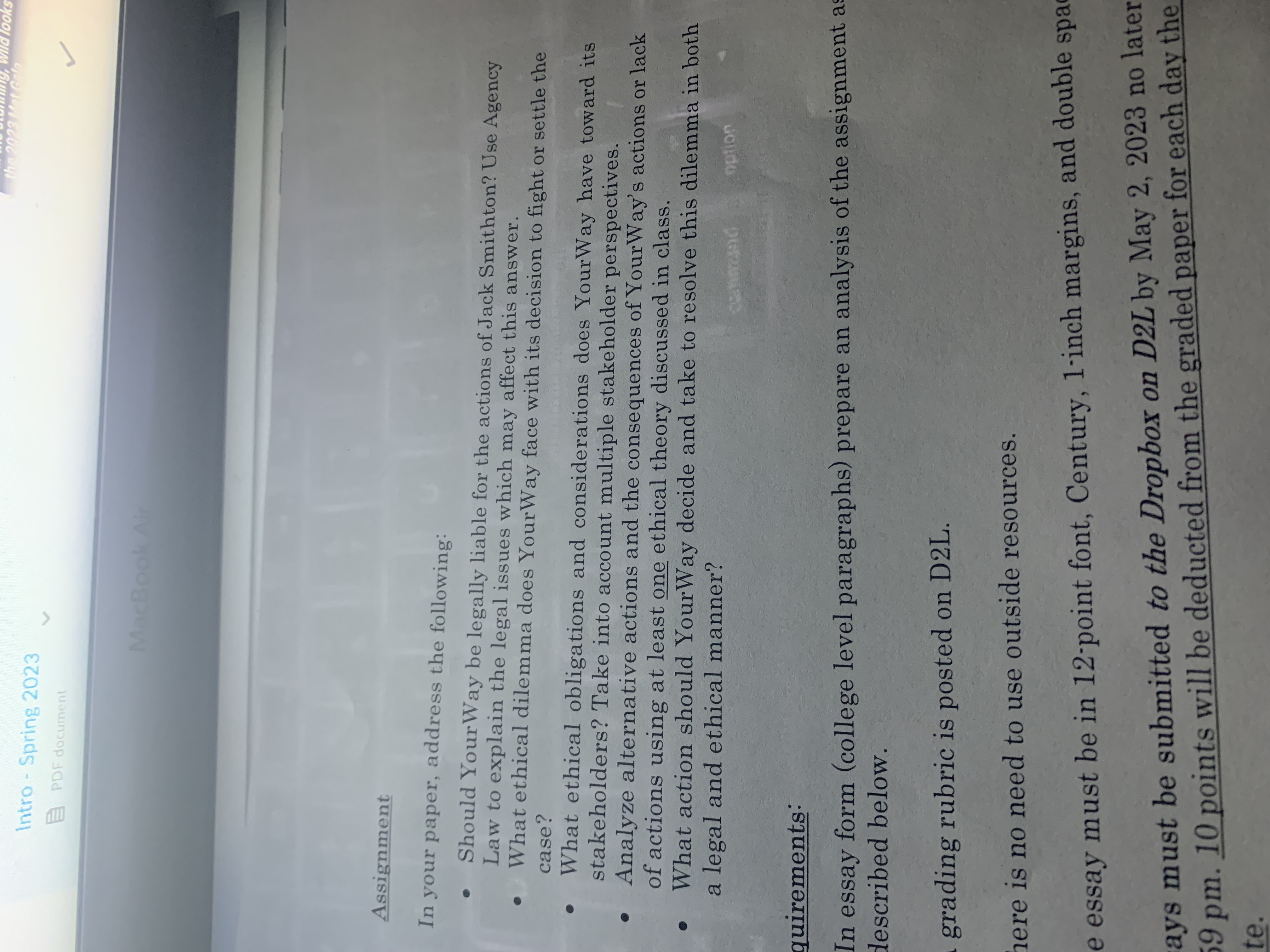  id looks Intro - Spring 2023 PDF document MacBook Air Assignment