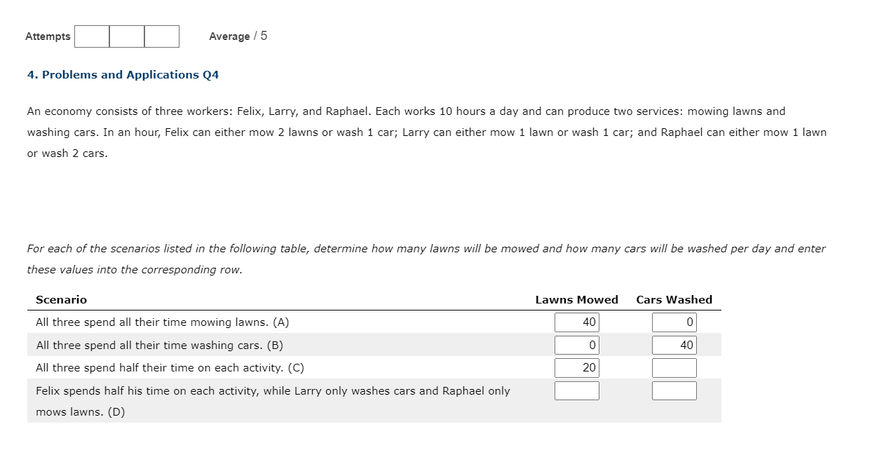 need help Attempts Average / 5 4. Problems and Applications Q4 An