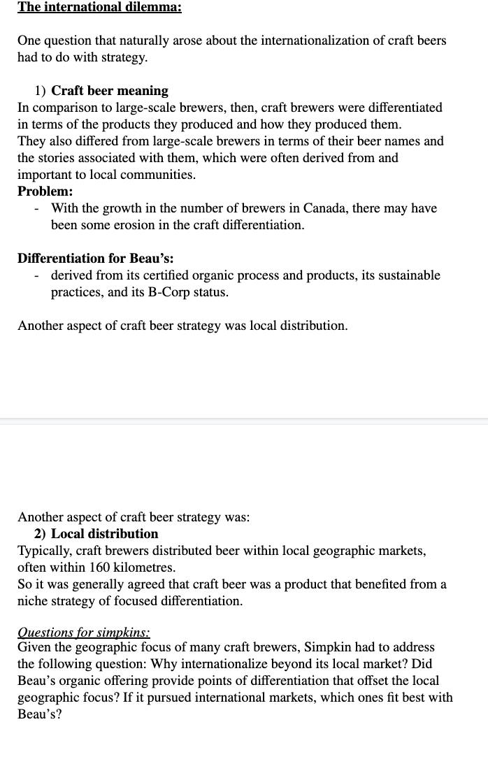 study: Company: Beau's All Natural Brewing Company (Beau's). Leading the craft beer