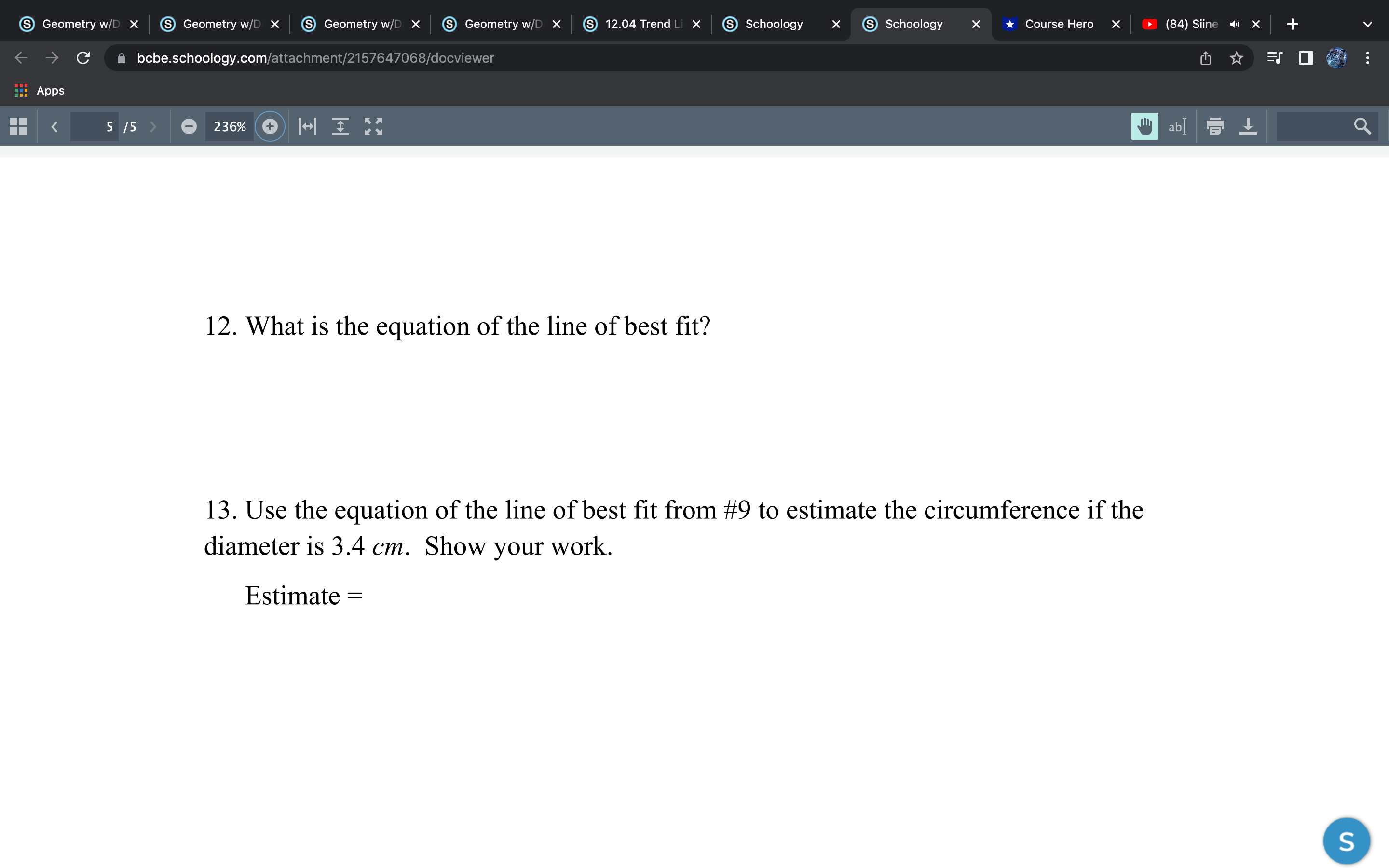 X S 12.04 Trend Li X Schoology X S Schoology X Course