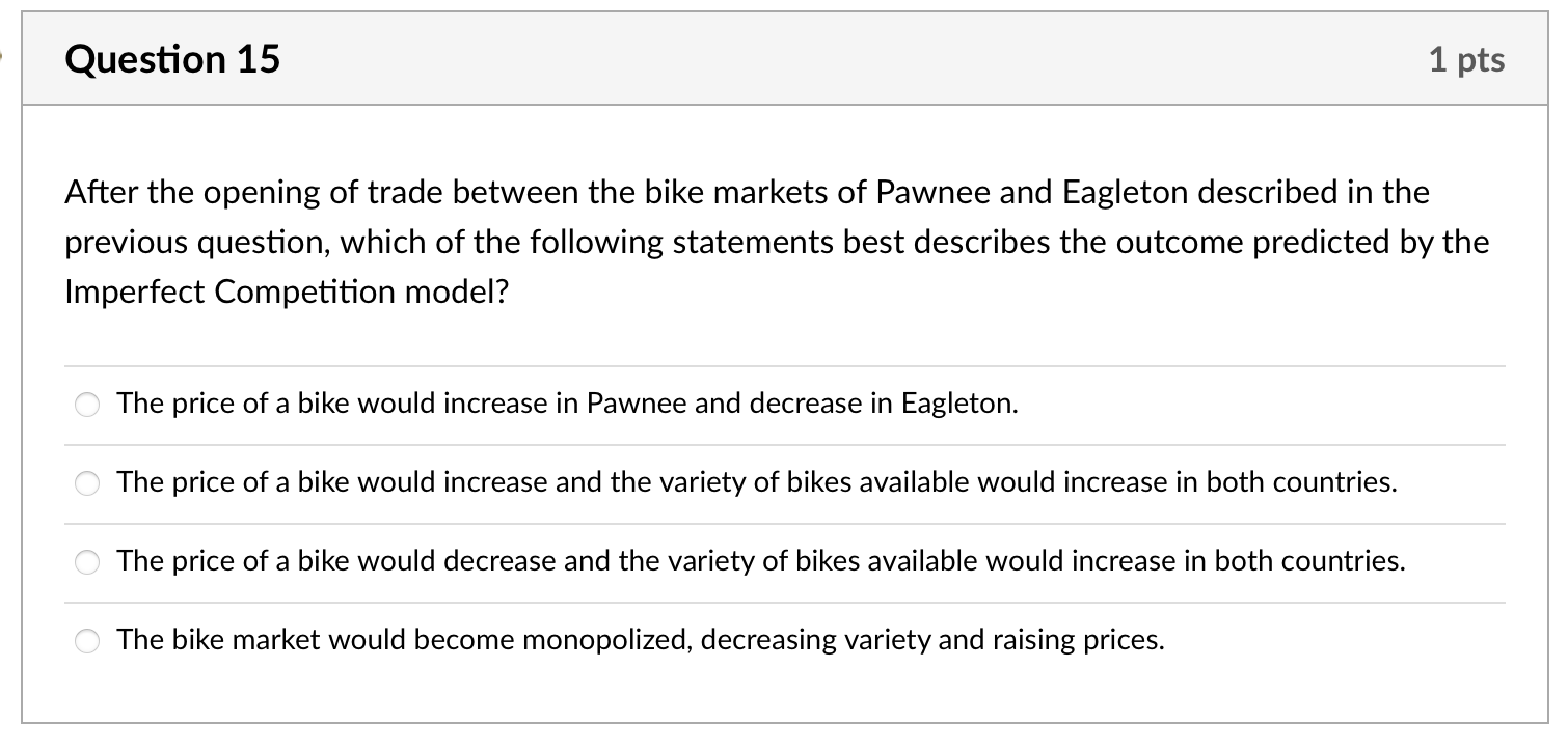 Pawnee and Eagleton. Both countries have a large consumer market for bikes