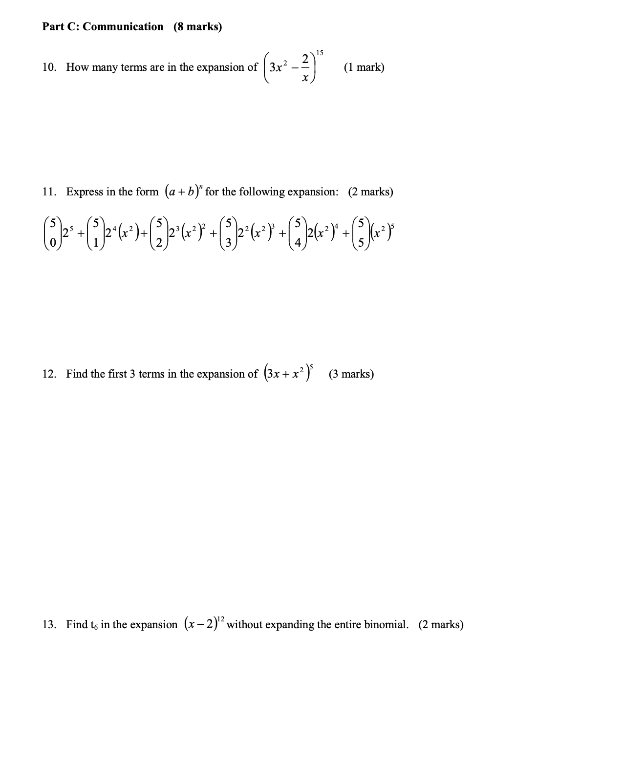  Part C: Communication (8 marks) 15 10. How many terms are