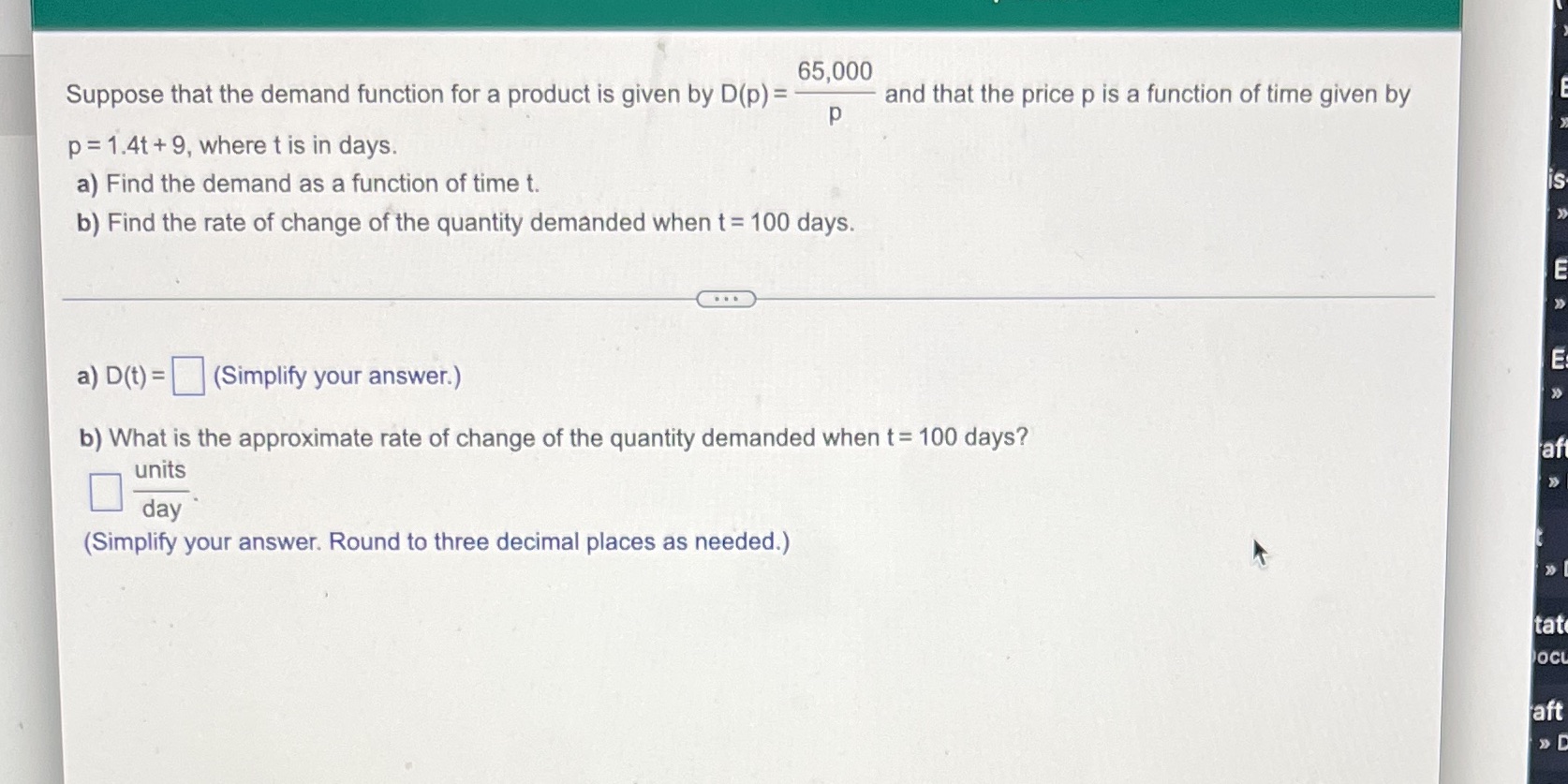 I 65.000 Suppose that the demand function for a product is