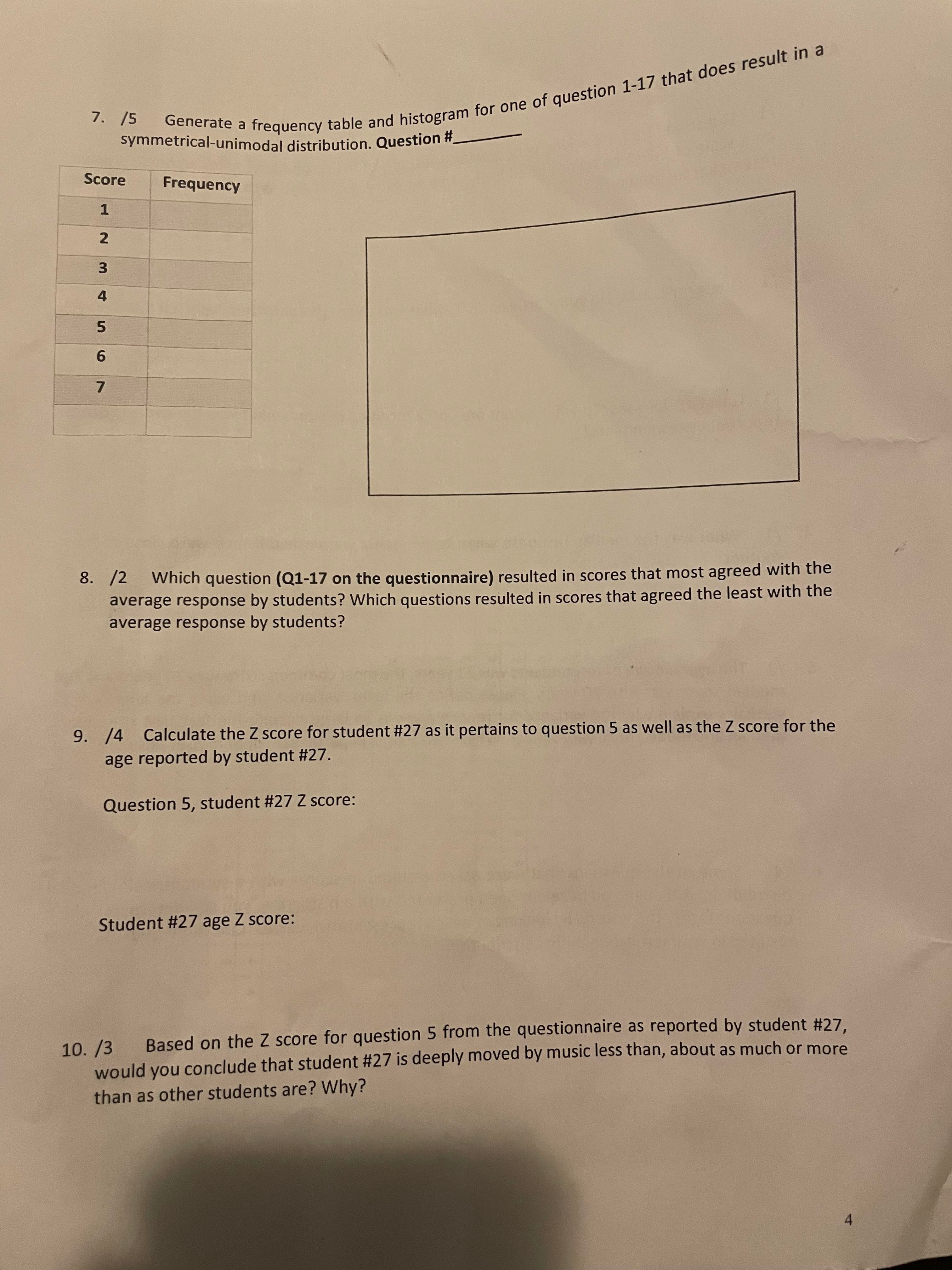  7. /5 Generate a frequency table and histogram for one of