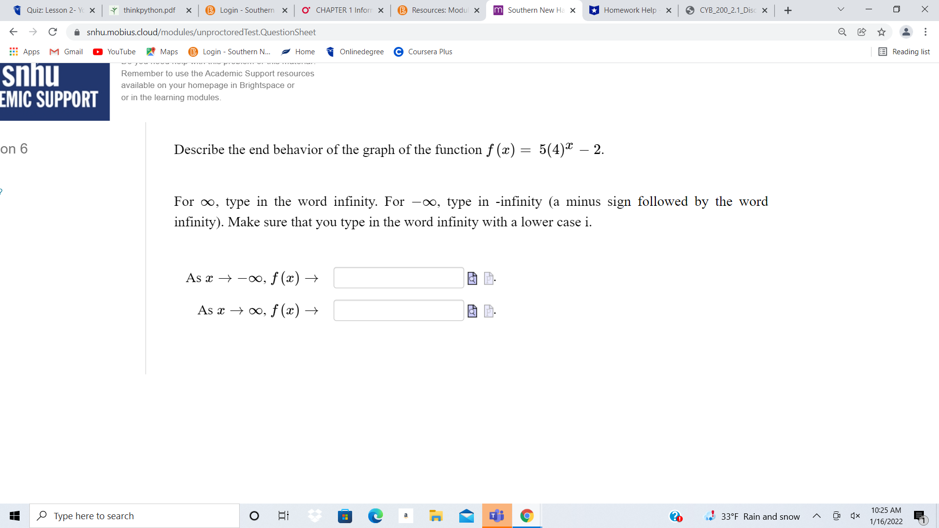  Quiz: Lesson 2- Yc X thinkpython.pdf X B Login - Southern