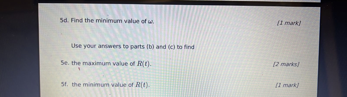 I only need answer for D,E,F 5d. Find the minimum value of
