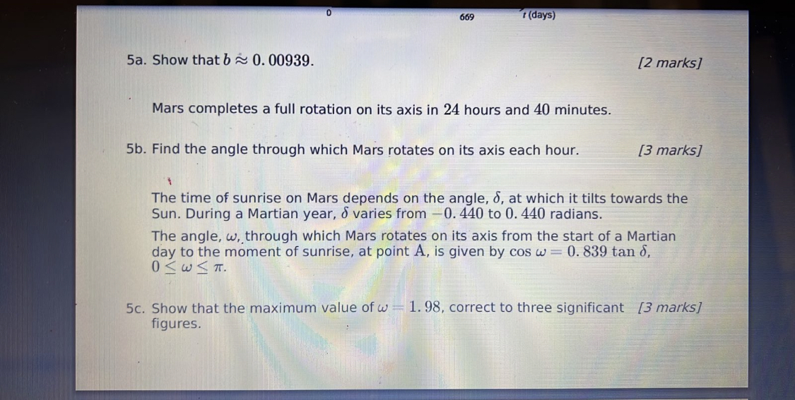 w. [1 mark] Use your answers to parts (b) and (c) to