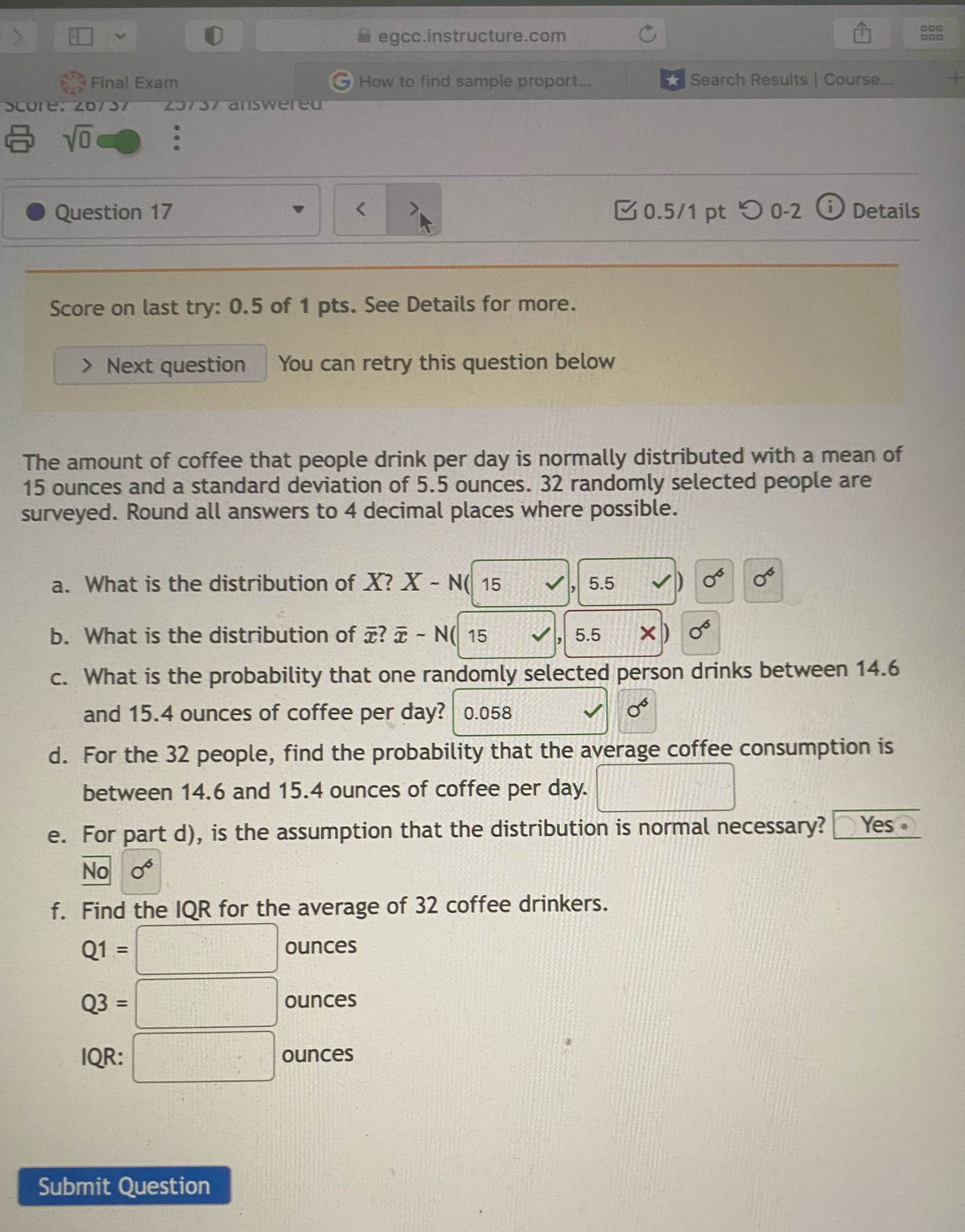  egcc.instructure.com C DOD Final Exam G How to find sample proport..