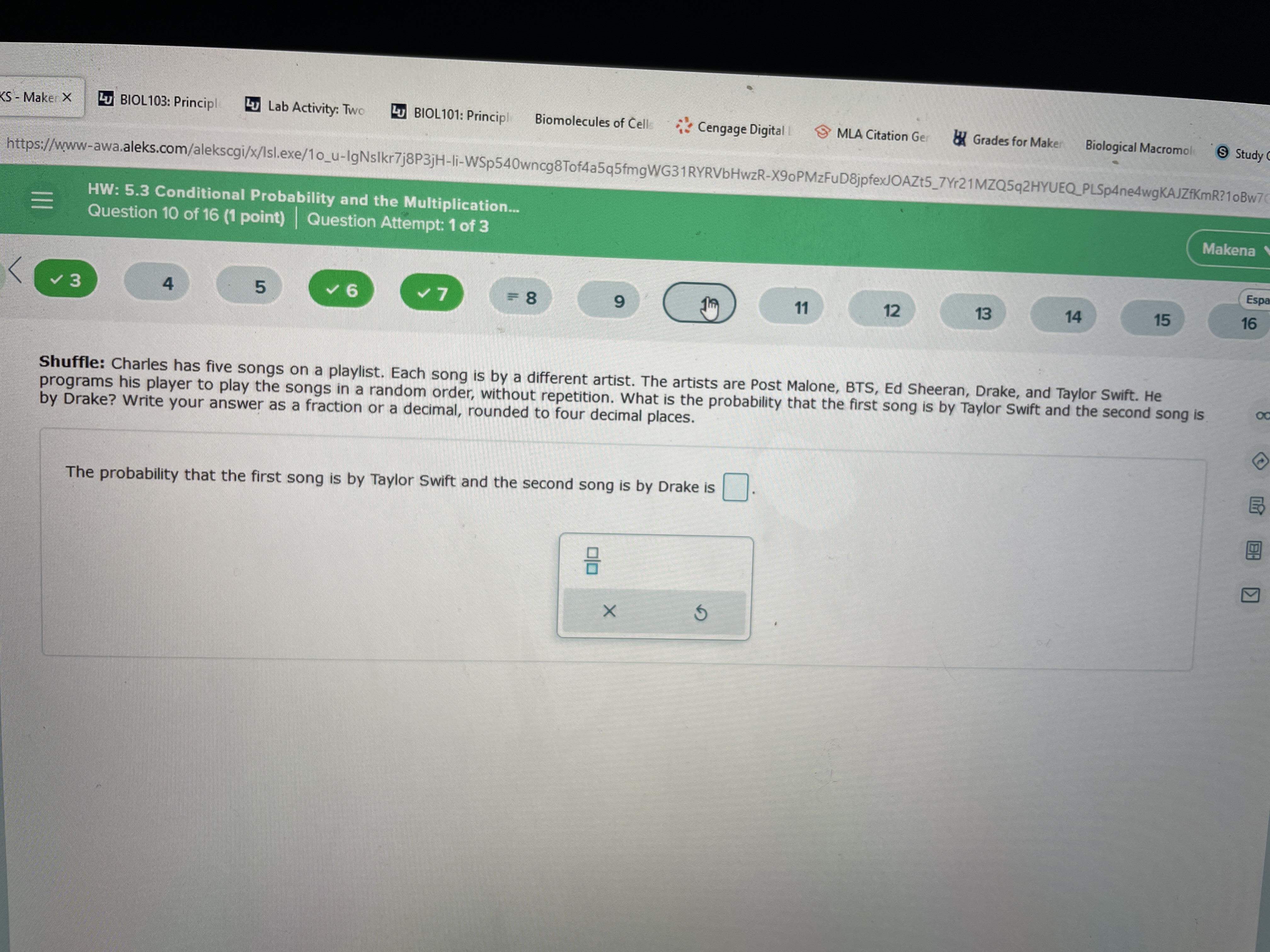 S - Maker X Lu BIOL 103: Principl Lu Lab Activity: