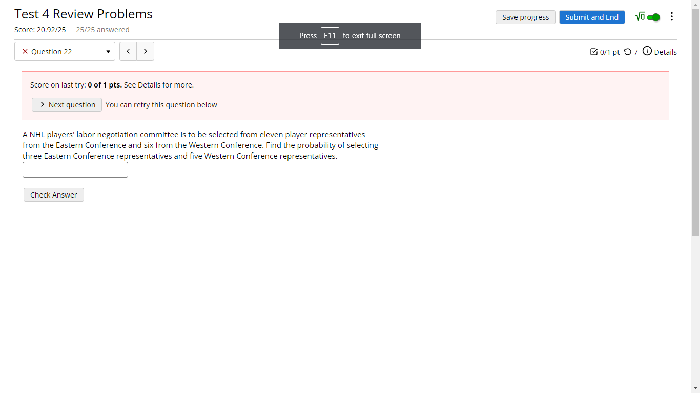 Test 4 Review Problems Save progress Submit and End VO -.