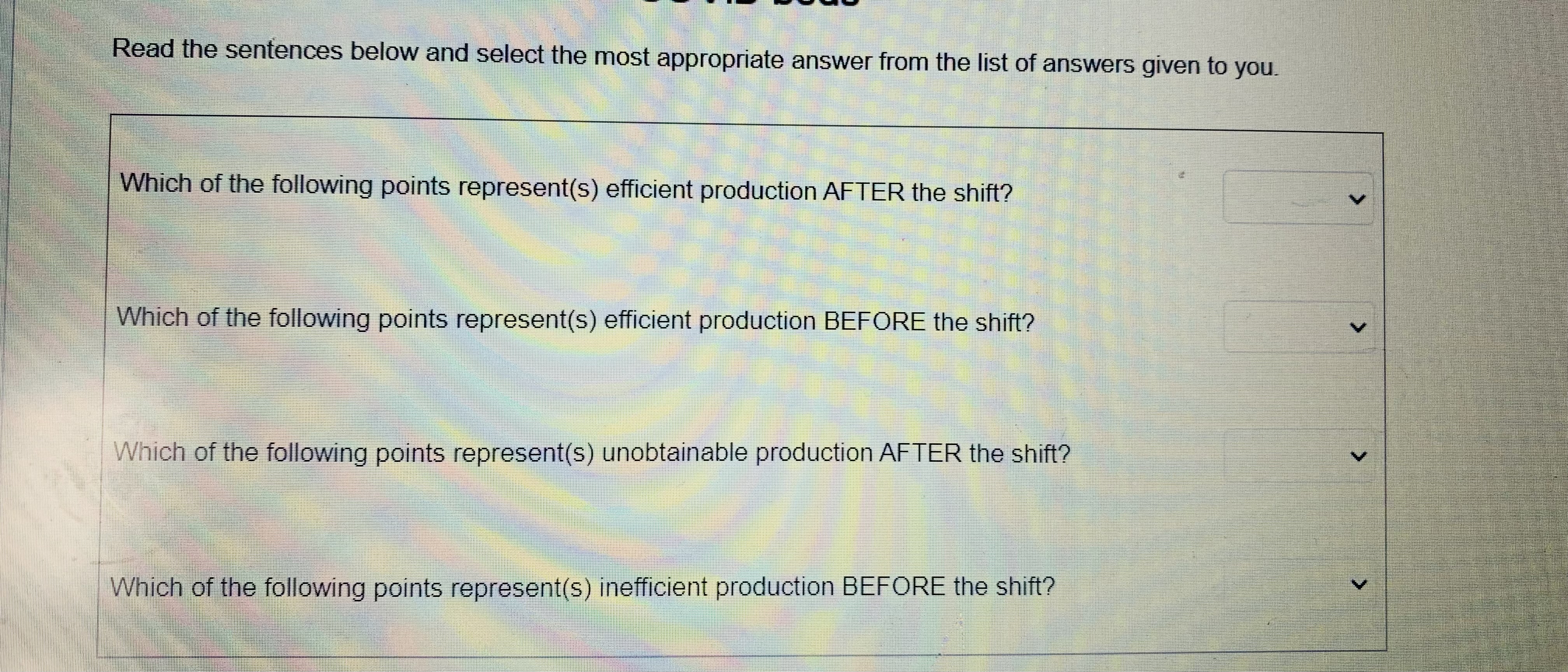 follow: in an INCREASE in production. The Production Possibilities Curve below shows