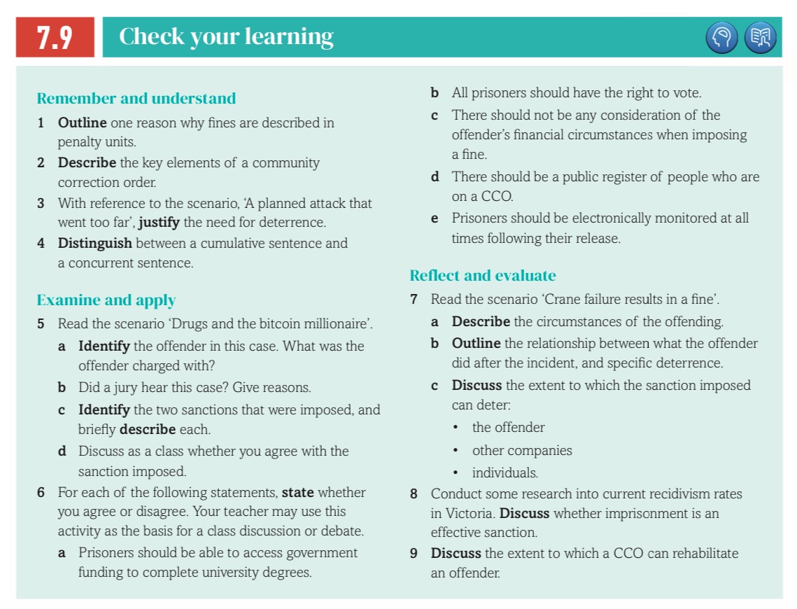 m Check your learning Remember and understand 1 Outline one reason