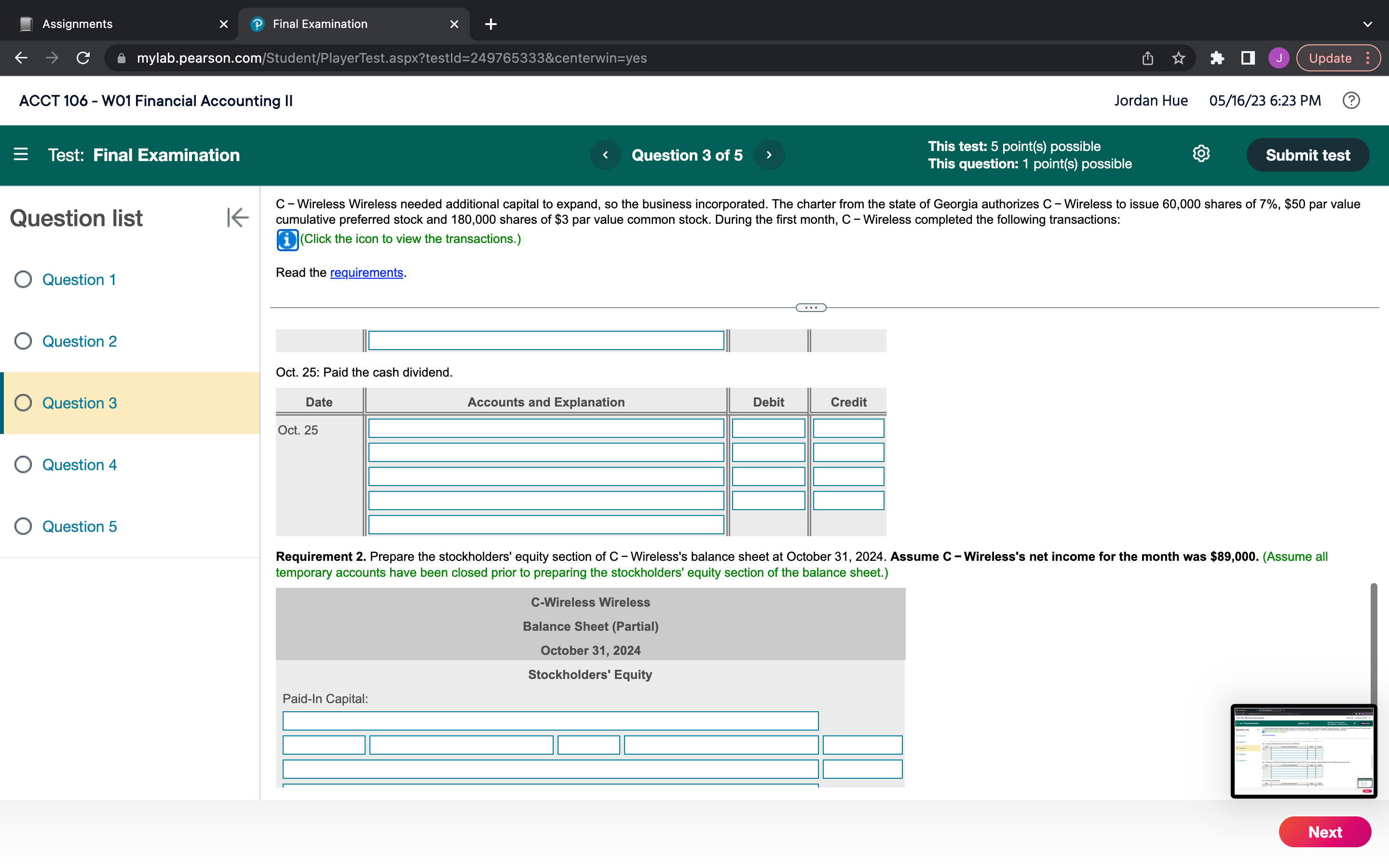 of 5 This question: 1 point(s) possible Submit test _ _ C