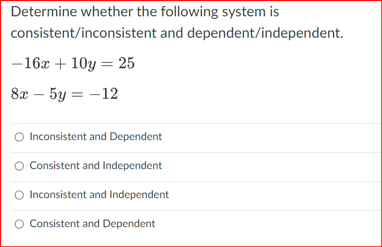 following system of equations. Find the value of the x-coordinate. -2x +y