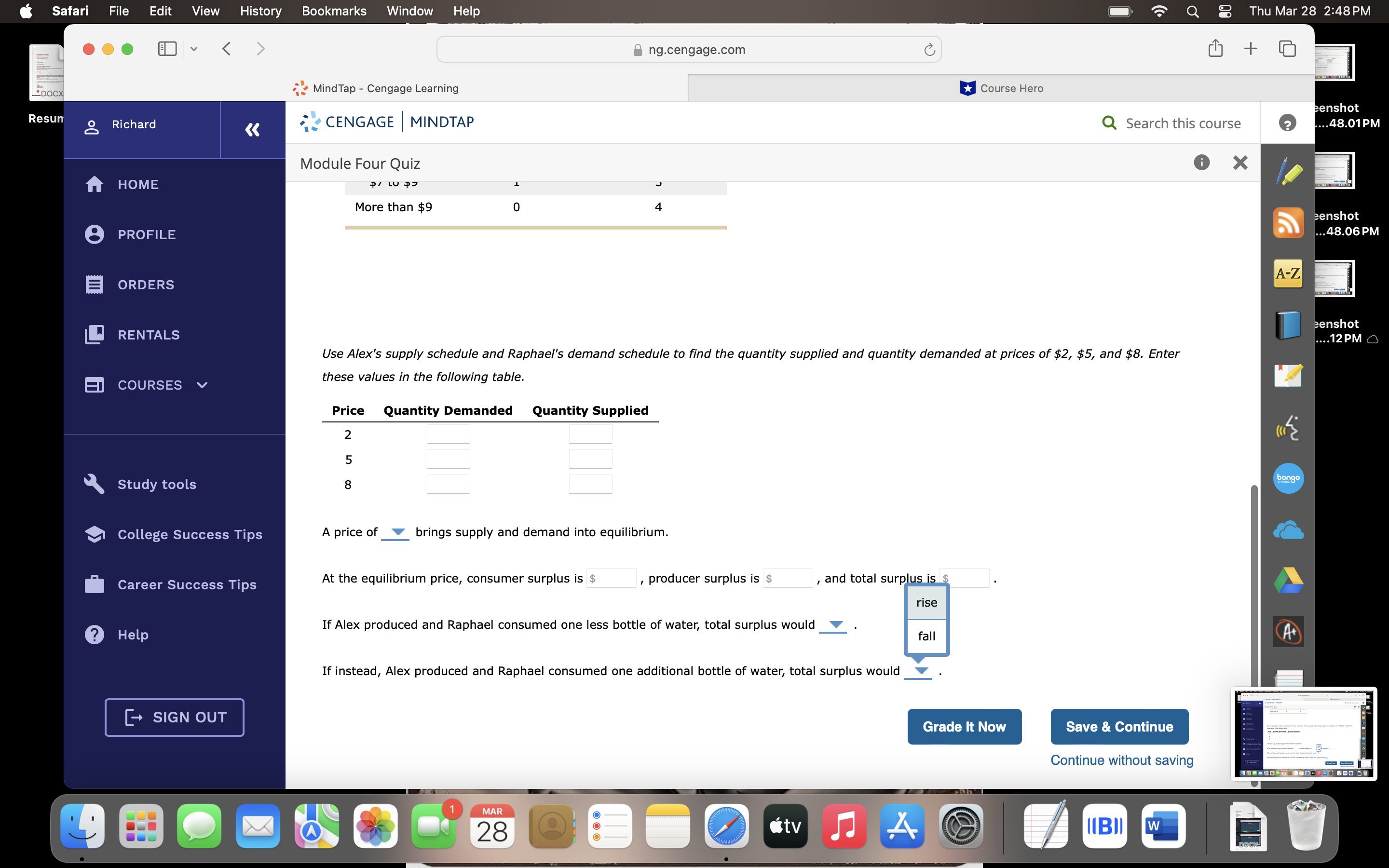water and Raphael is the only buyer. The following lists show the