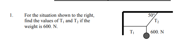 1. For the situation shown to the right, 50 find the