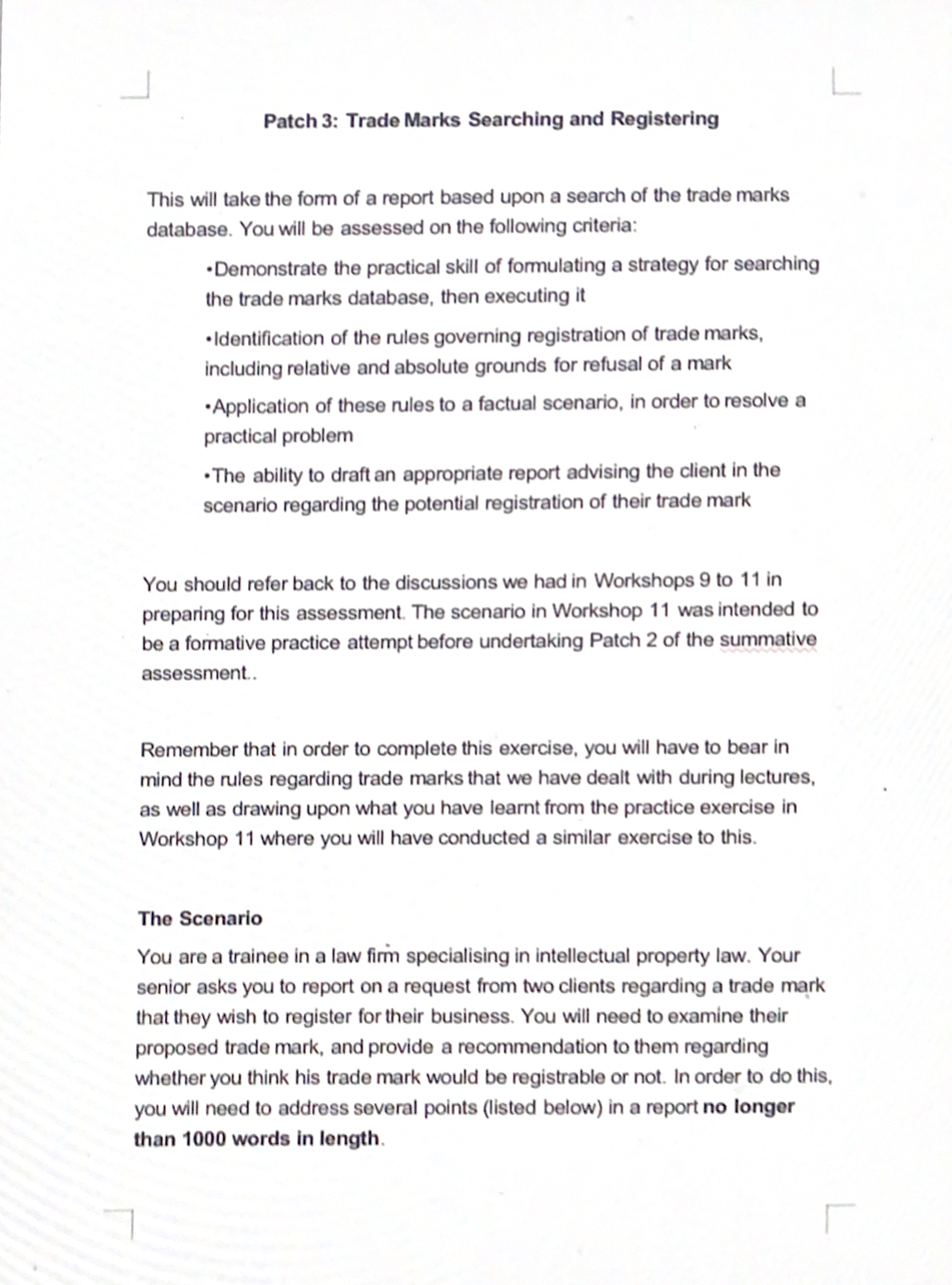 Patch 3: Trade Marks Searching and Registering This will take the