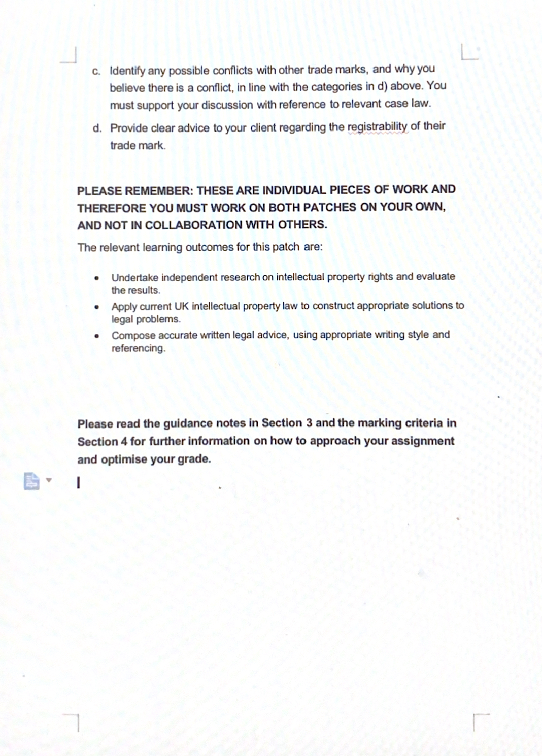 skill of formulating a strategy for searching the trade marks database, then