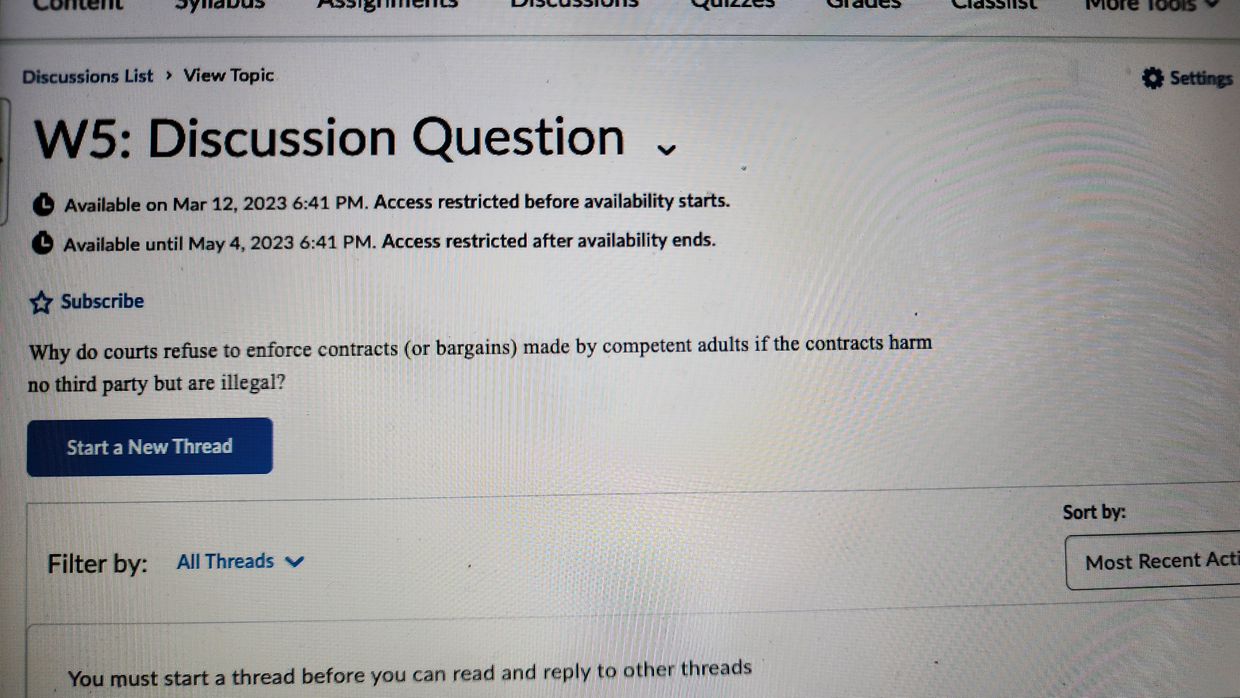 Content More 10015 Discussions List > View Topic Settings W5: Discussion