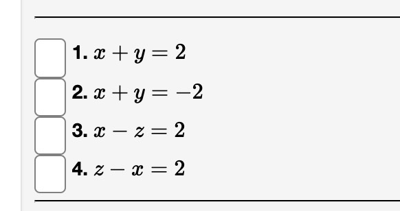 1. x ty = 2 2. x ty = -2 3.