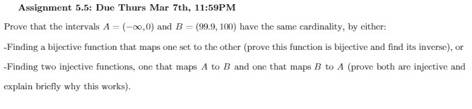 Assignment 5.5: Due Thurs Mar 7th, 11:59PM Prove that the intervals
