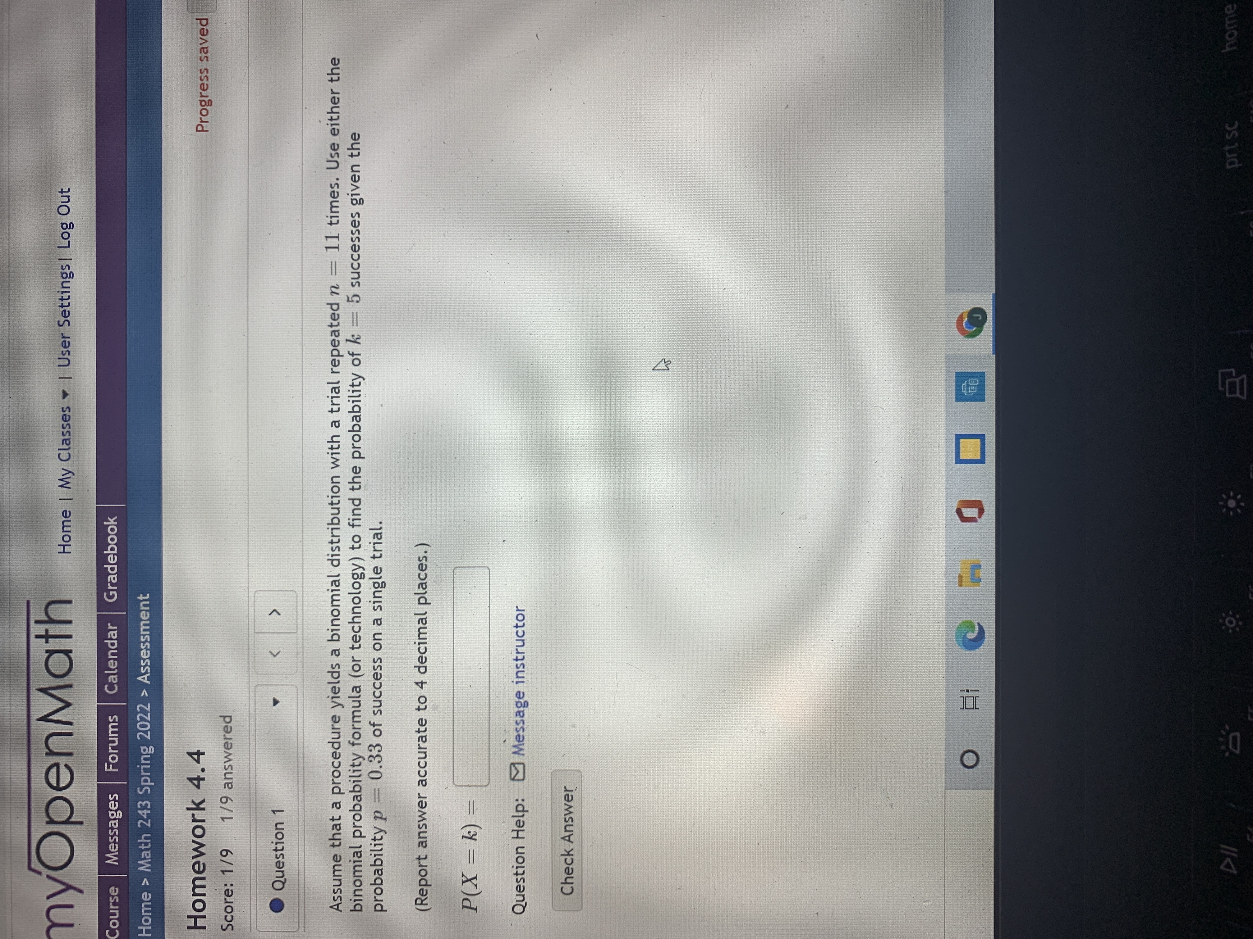  myOpenMath Home | My Classes . | User Settings | Log