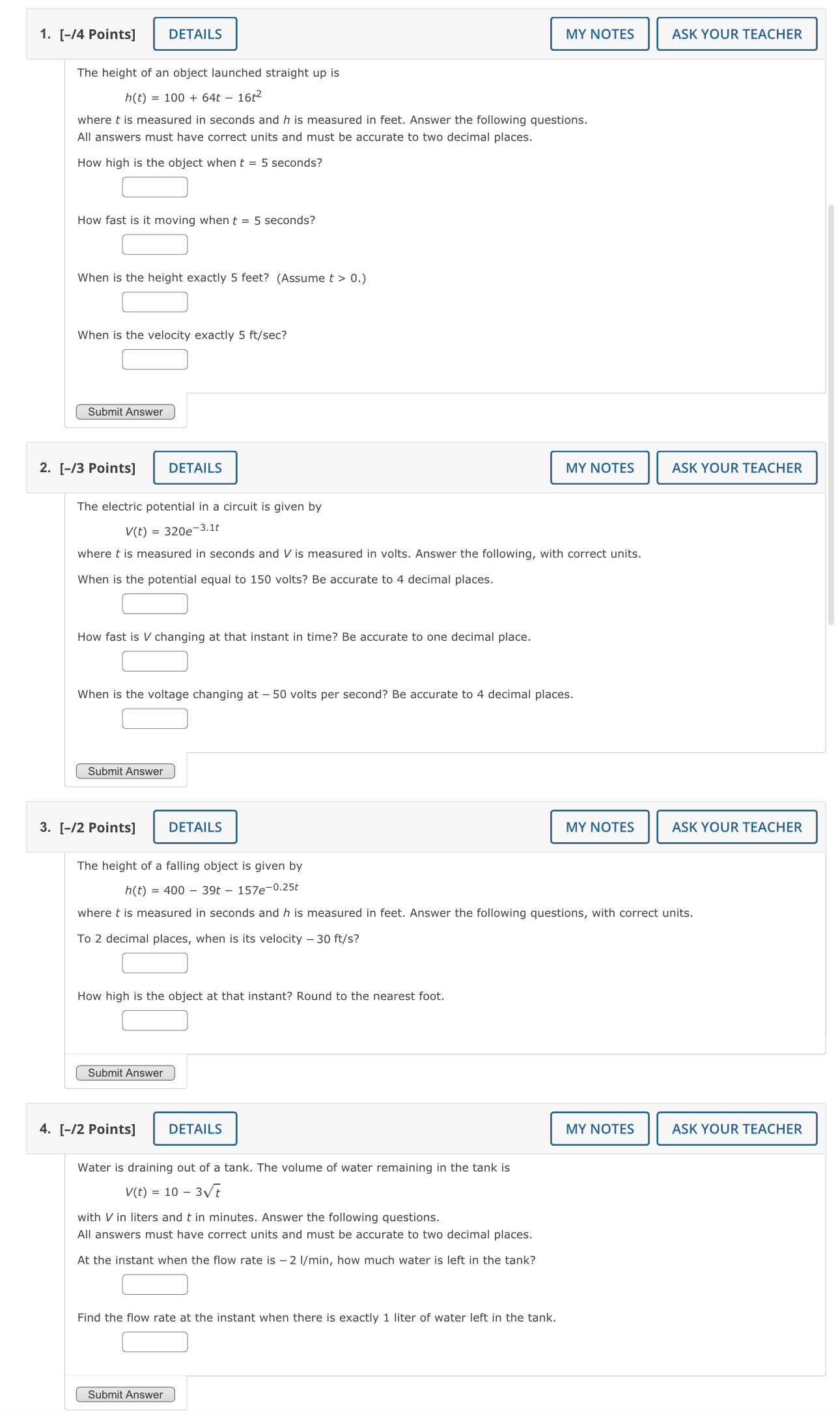 1. [-I4Points] ETAILS l MYNOTES ll ASKYOURTEACHER l The height of