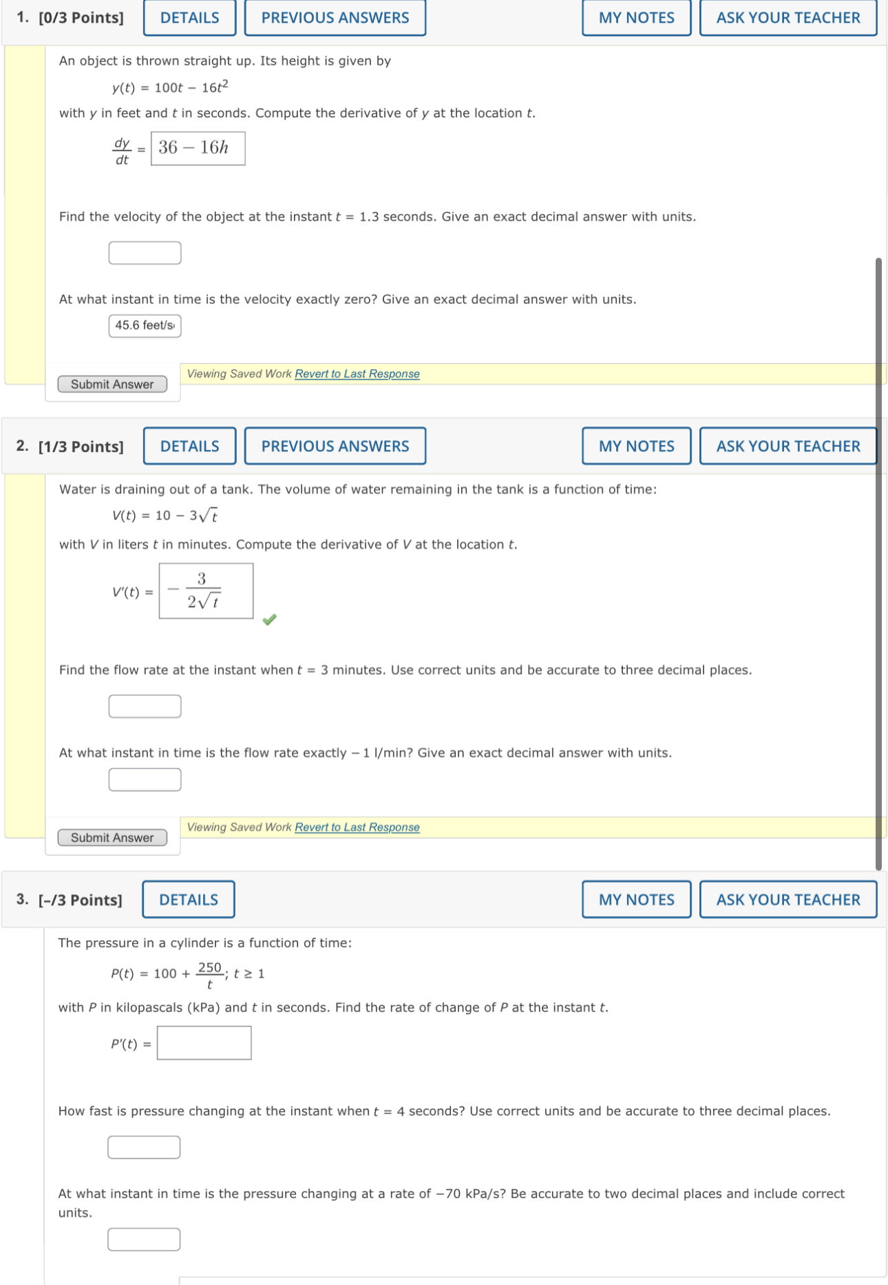 accurate to two decimal places. How high is the object when t