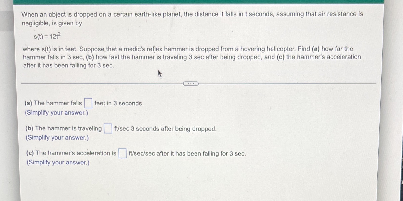  When an object is dropped on a certain earth-like planet, the